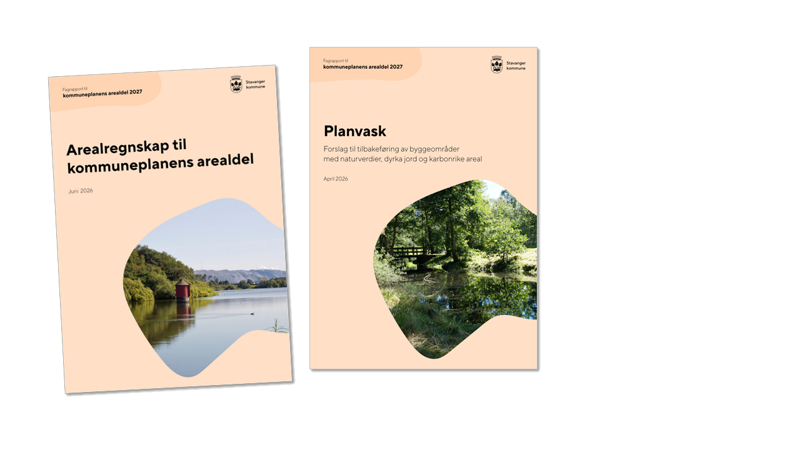 To rapportforsider: Arealregnskap og planvask