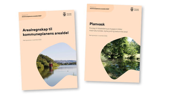 To rapportforsider: Arealregnskap og planvask