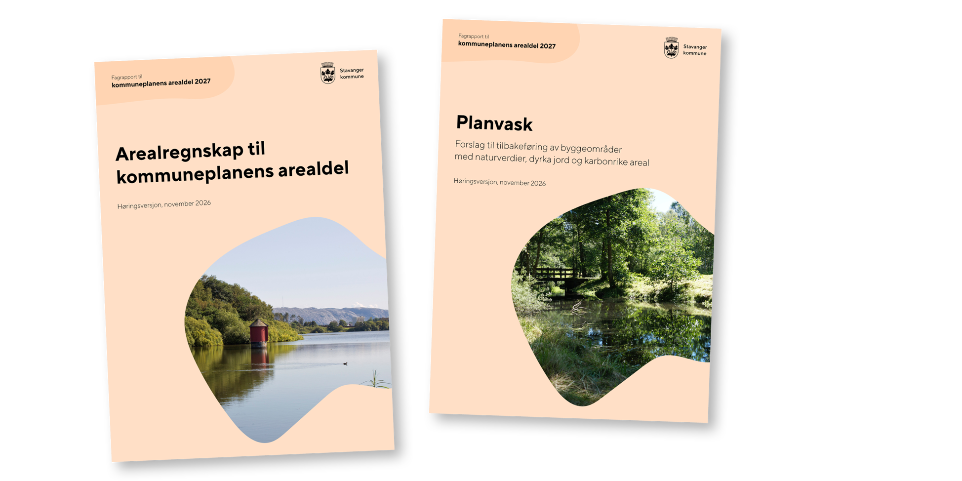 To rapportforsider: Arealregnskap og planvask