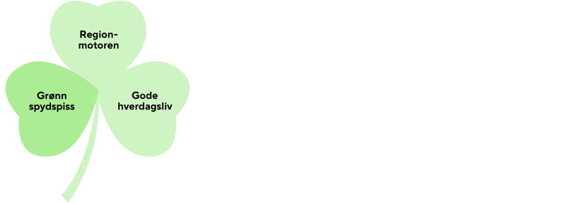 Trekløver-illustrasjon der "Grønnspydspiss"-kronbladet er uthevet. 