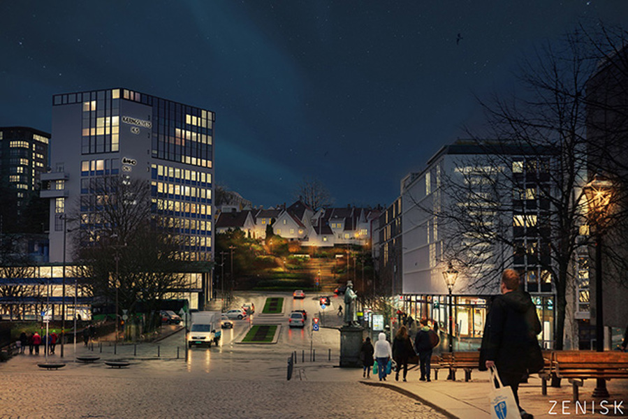 Rådhustrappene i nytt lys.  Rådhustrappene i nytt lys.