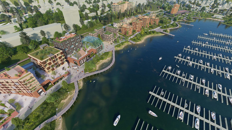 AsplanViak-teamet ser for seg en opprensing av Hillevågsvatnet og en buktende kystlinje med fjæresti og promenade.