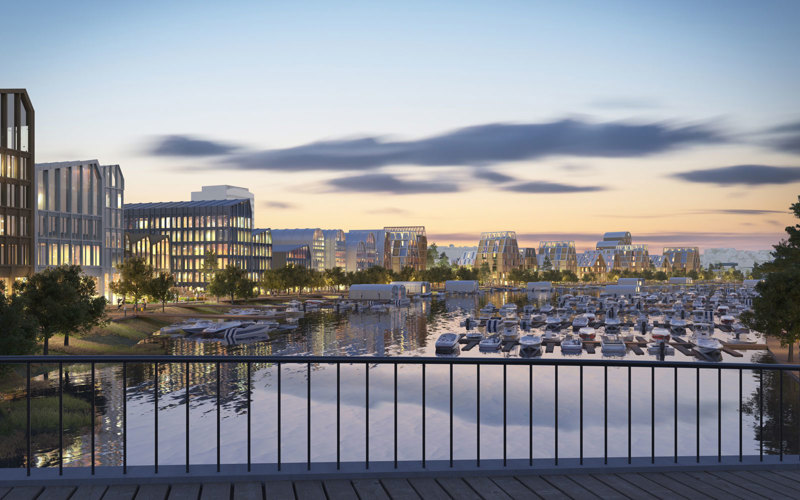 Teamet som består av Mad, Tredje Natur, Veni, Teknaconsult, Mud og Nomad foreslår næringsbygg ved Paradis stasjon på mellom 4 og 8 etasjer, og boligbygg på 3–7 etasjer nord i området. I forslaget viser de bygningskropper som har slektskap med trehusbyens saltak.