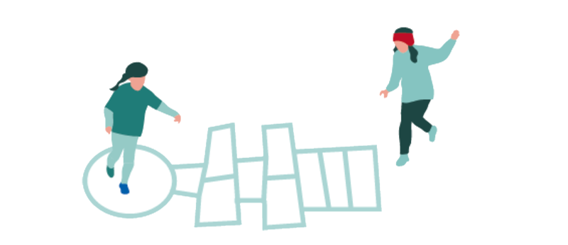 Illustrasjon av to jenter som hopper paradis