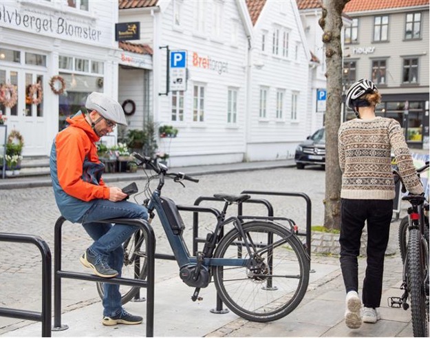 sykkelparkering i sentrum.