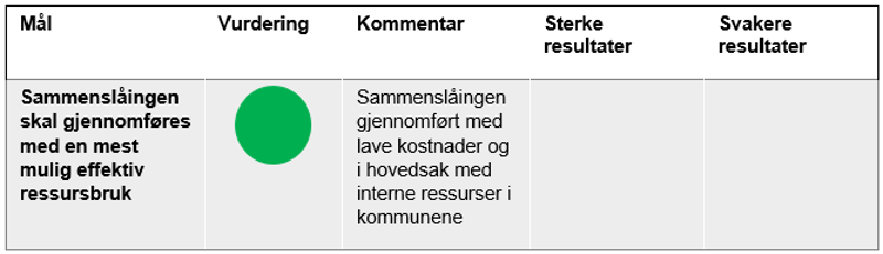 Sammenslåingen skal gjennomføres med en mest mulig effektiv ressursbruk