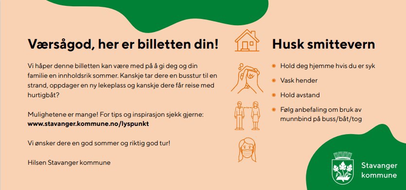 Bilde av en bussbillett i regi av kommunens Lyspunkt-prosjekt