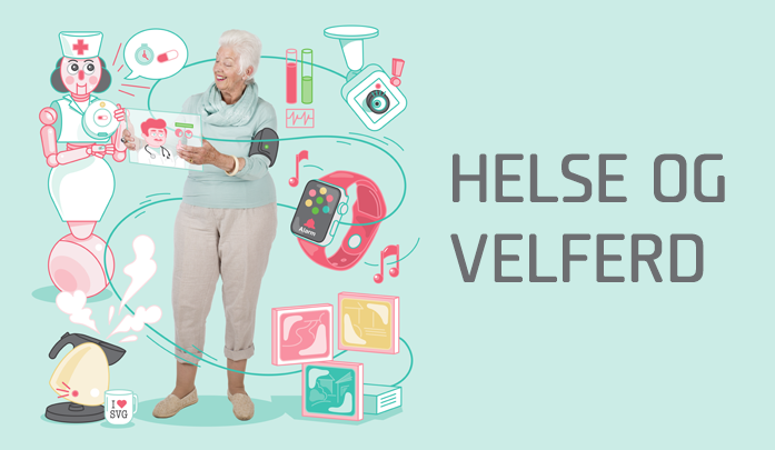 Illustrasjon for satsningsområde helse og velferd i kommunens smartbyavdeling.