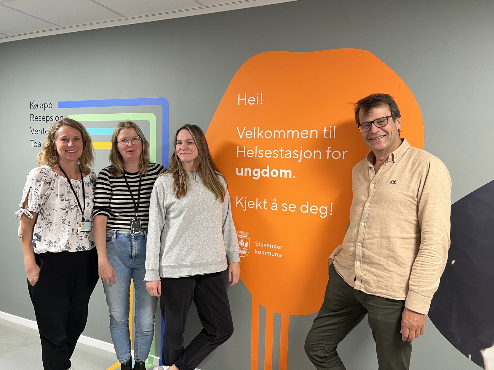 Sonja Haslerud, helsesykepleier/leder HFU, Ingjerd J. Strand, rådgiver smartbyen, Helle Baardsgaard, helsesykepleier HFU, og Erik Lerdahl, rådgiver smartbyen.