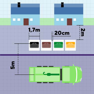 Figur som viser løsning for plassering av nedgravde avfallscontainere