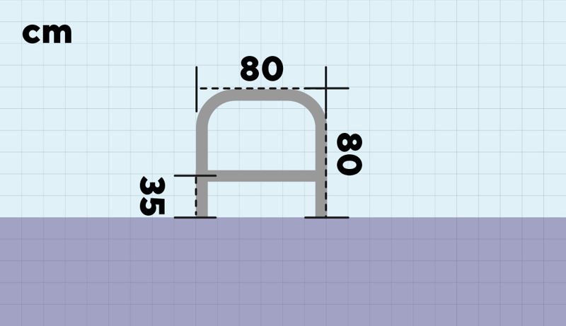 Figur som viser A-stativ med mål