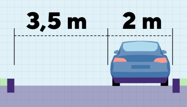 Figur som viser minimums passasje mellom parkerte biler