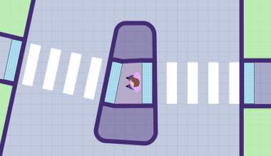 Figur som viser ledelinjer for gangfelt med trafikkøy