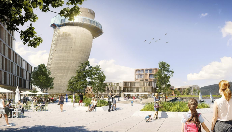 Illustrasjonsbilde fra Lund Hagem arkitekter over Jåttåvågen. 